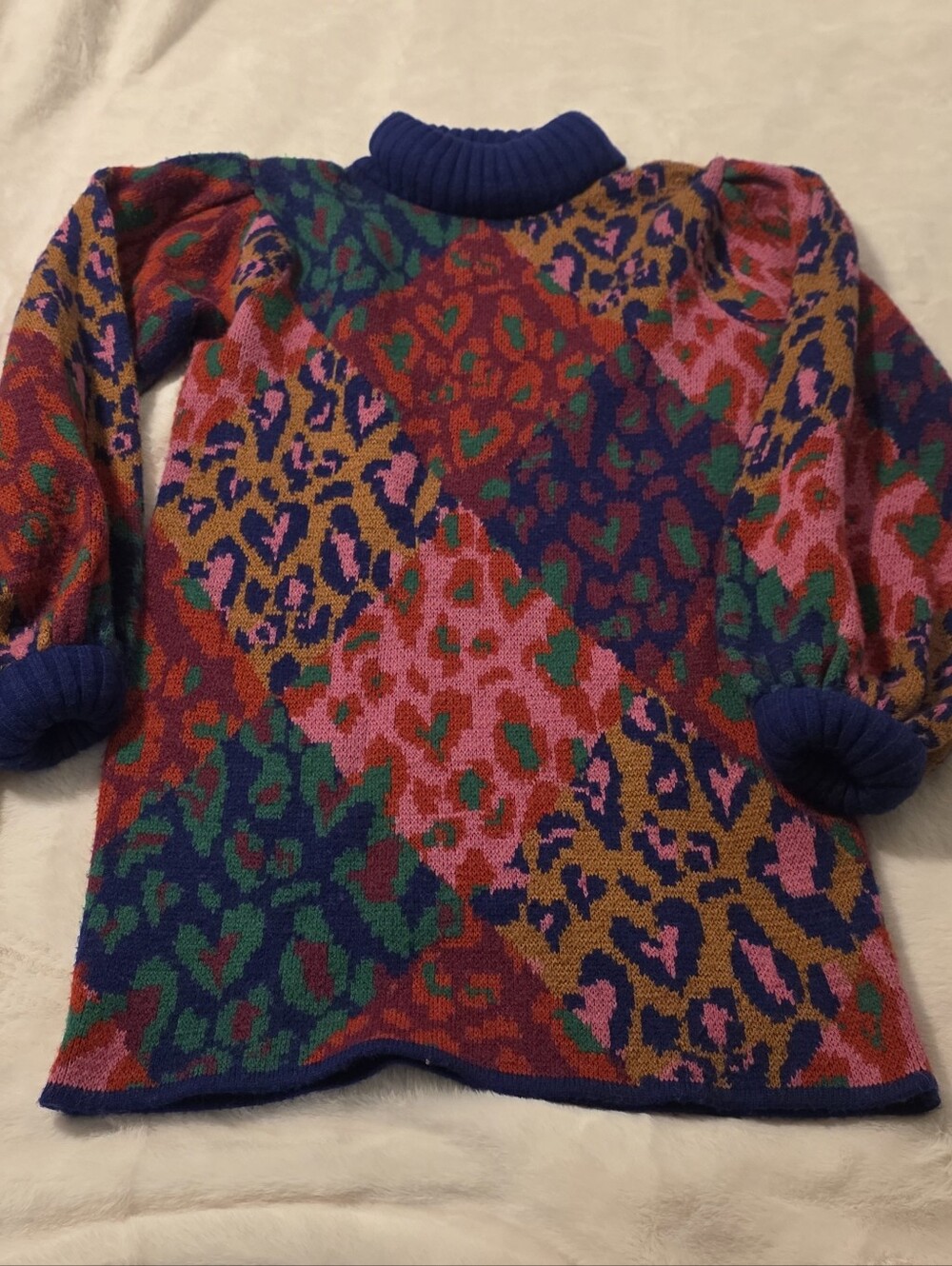FARM Rio Mixed Leopards Sweater Dress XS Multicolor Wool Blend
